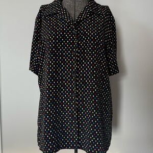 Colorful Vintage Leslie Fay Haberdashery Polka Dot Button-Up Top | Size 12